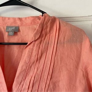 J. Jill Coral Pink Button-Down Linen Shirt